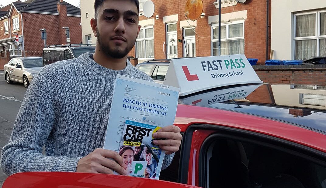 Congratulations to Qamar who passed his driving test FIRST time with Fast Pass Driving School Derby!