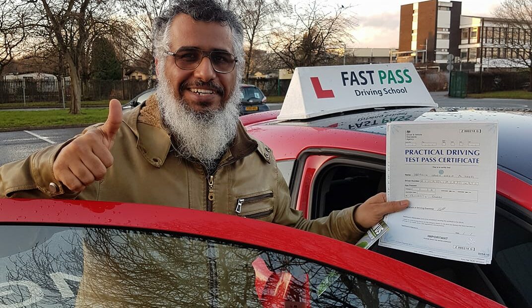 Congratulations to Ibrahim who passed his driving test FIRST time with Fast Pass Driving School Derby!