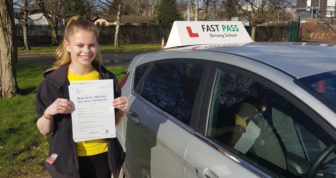 Congratulations to Erica who passed her driving test with Fast Pass Driving School Derby!