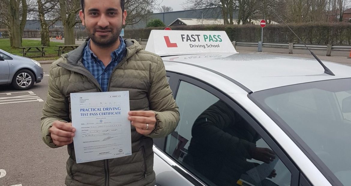 Congratulations to Furqan who passed his driving test FIRST time with Fast Pass Driving School.